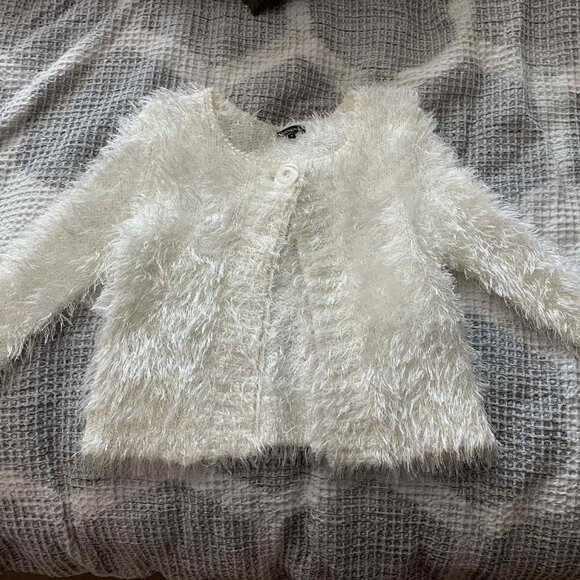 Fluffy White One Button Cardigan | Size S | By Emotions - Picture 2 of 2